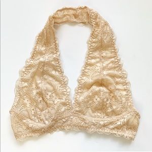 'Non Stop' Lacy Detailed Halter V Neck Bralette